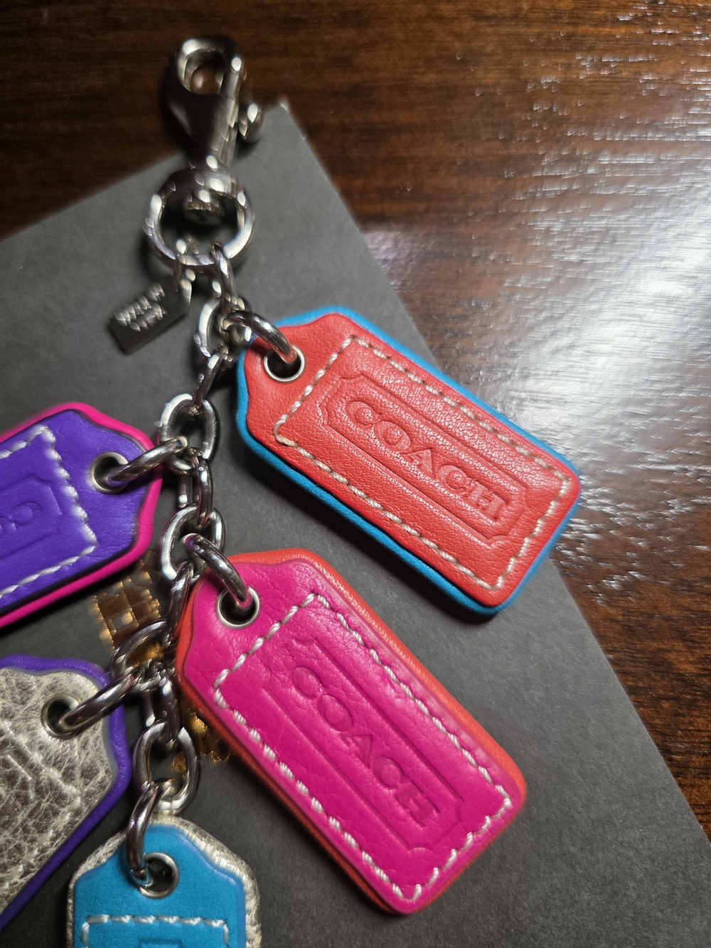 COACH Extremely RARE Multicolor Leather Tag Charm Keychain - Picture 9 of 11